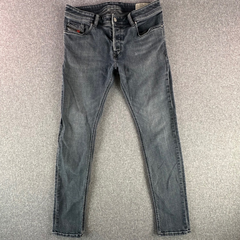 Diesel Jeans Mens 33 Sleenker Slim Skinny Gray Faded Stretch Button Fly